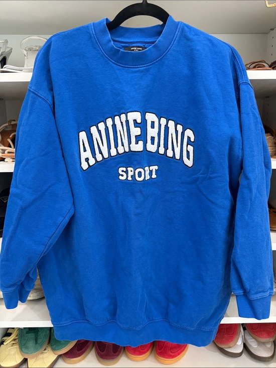 Anine Bing Tops - Anine Bing Blue Logo Crewneck Sweatshirt